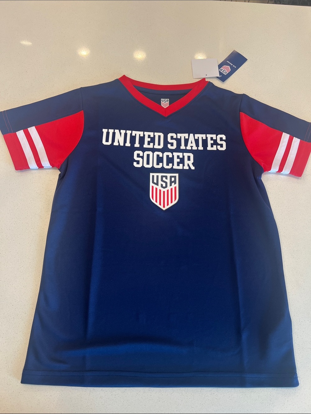 United States Soccer Kids Jersey - Navy with Red Accents